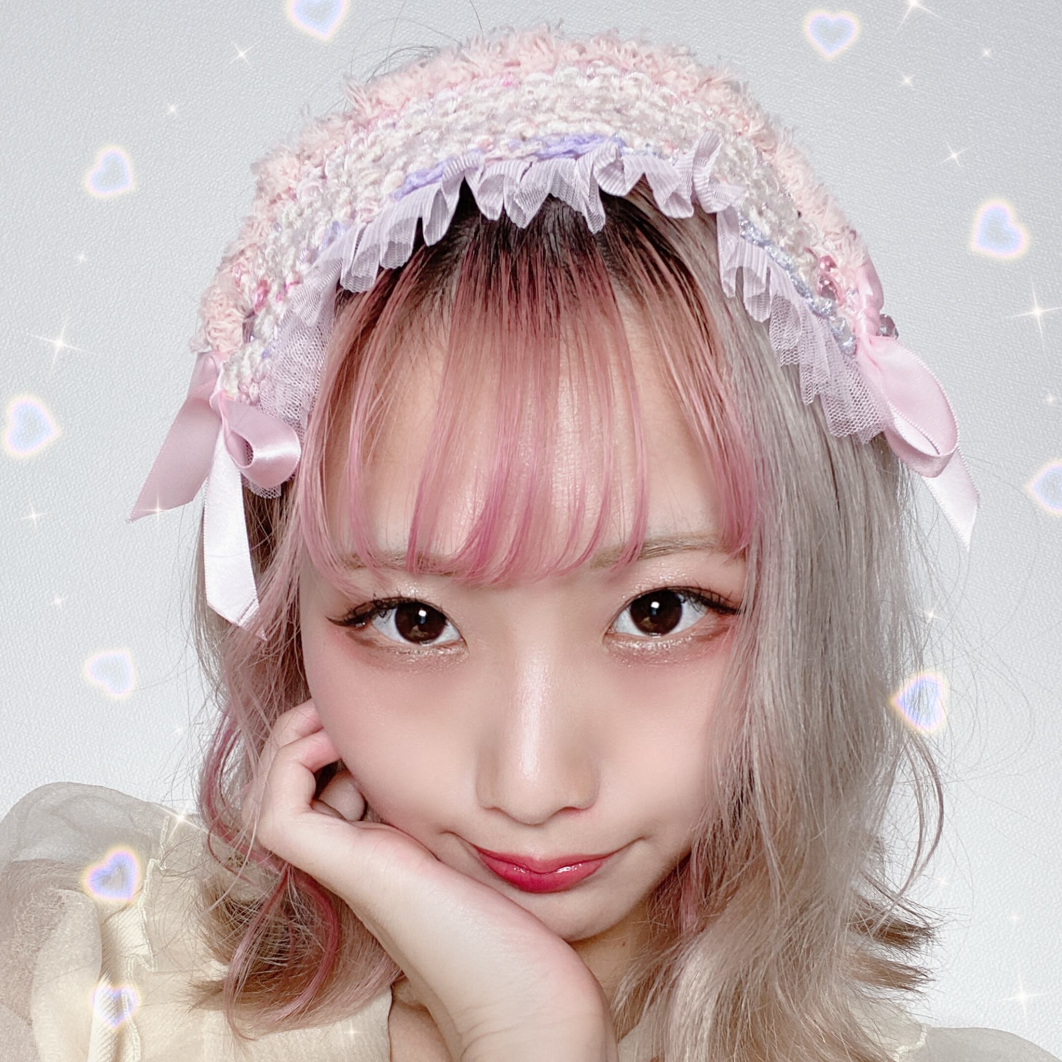手編みのヘッドドレス❤︎pink