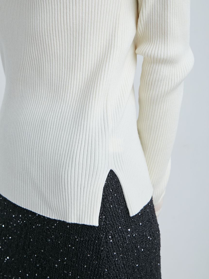 MIESROHE (Ladies)】シアー切り替えRIBクルーニット | CLOAK&CO MIESROHE (Ladies)】シアー切り替えRIBクルーニット | CLOAK&CO