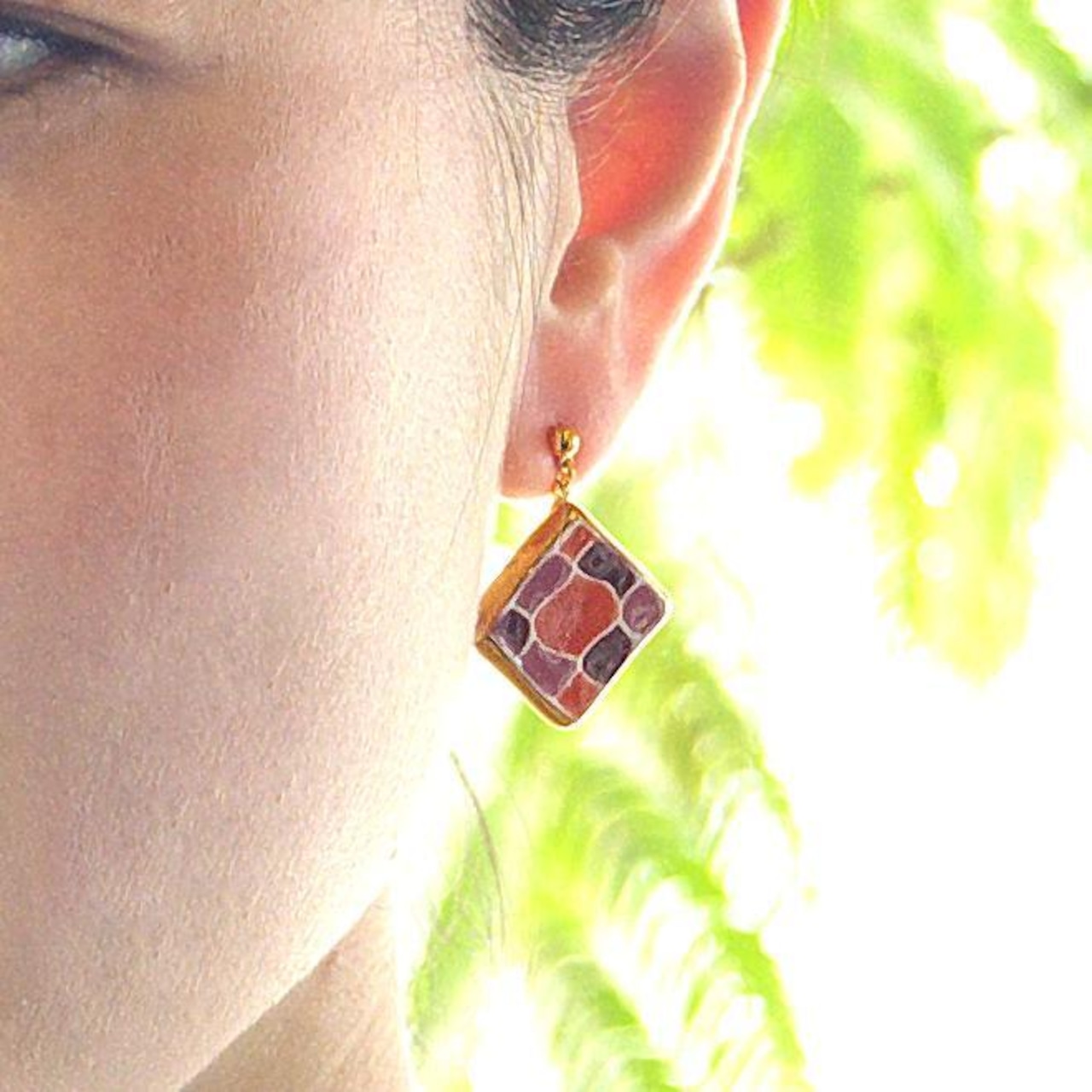 もざいく らんたん(大) ピアス/イヤリング