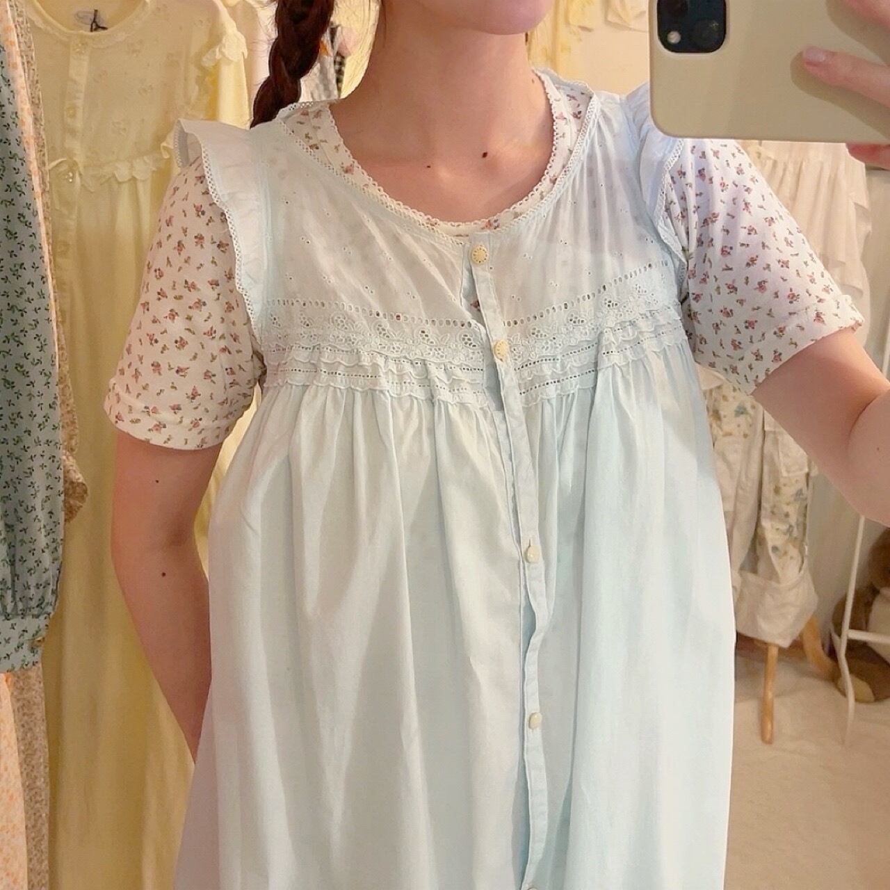 light blue sleeve less one-piece