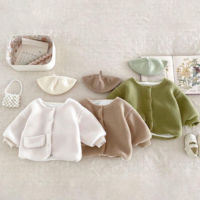 【BABY】もこもこ厚手ポケット付きアウター