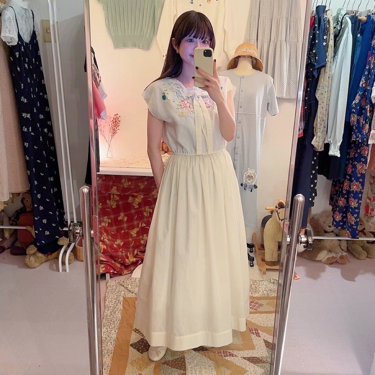 remake / flower embroidery one-piece