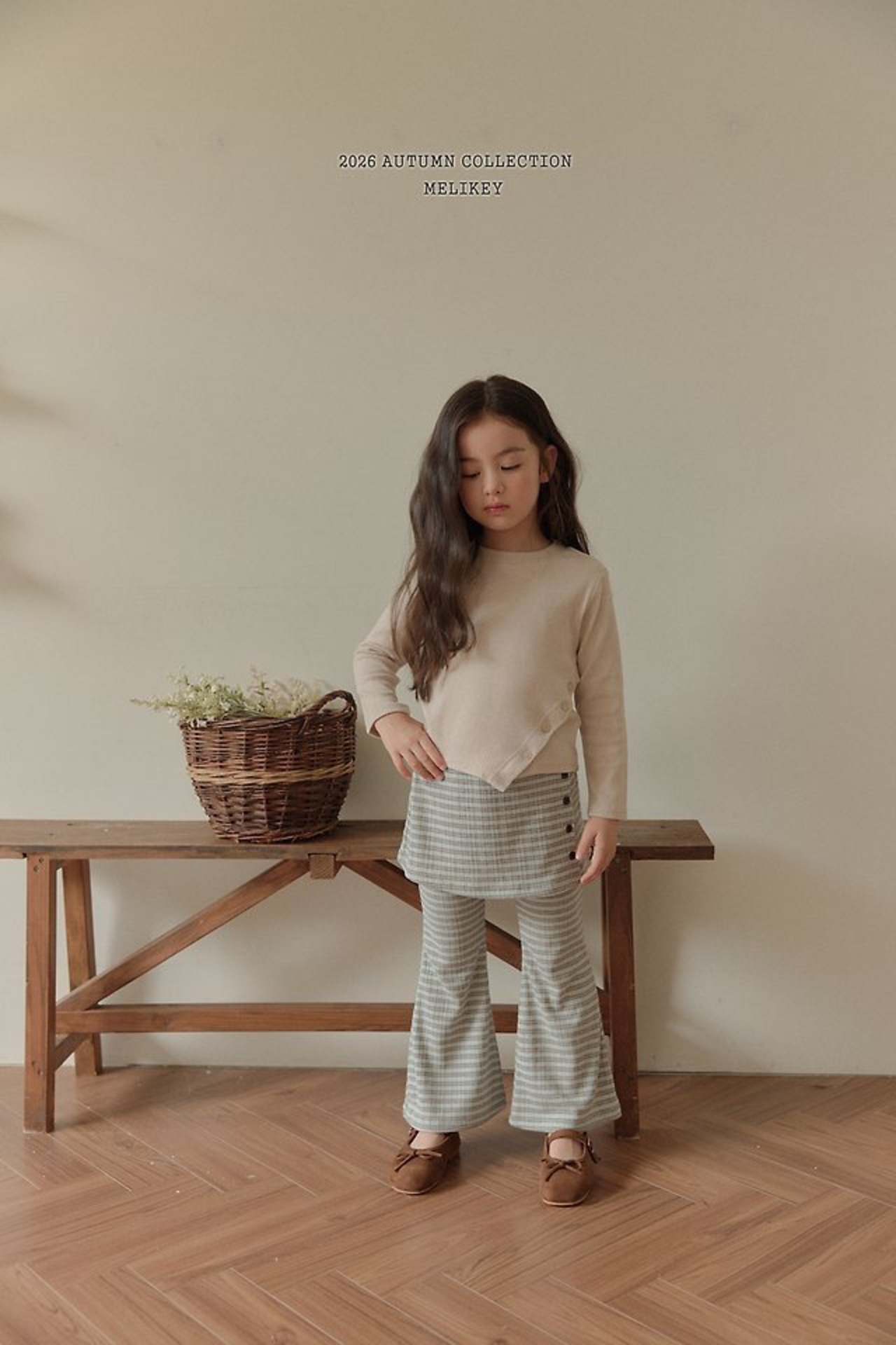 韓国子供服 / 26Autumn / 〖取寄〗Melikey / ボタンラップブーツカットパンツ / 女子服 *XS~JM*
