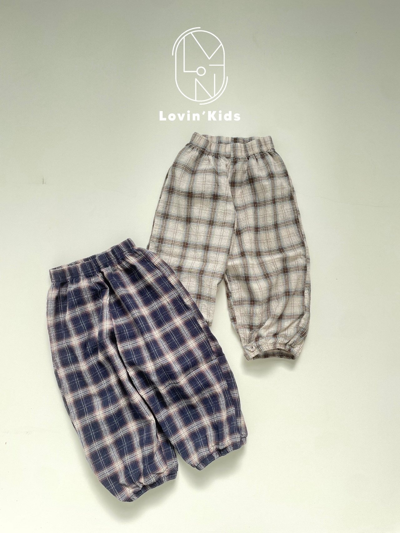 【Lovin'】サマーチェックナチュラルパンツ 90〜140cm ネイビー 240523 - 7
