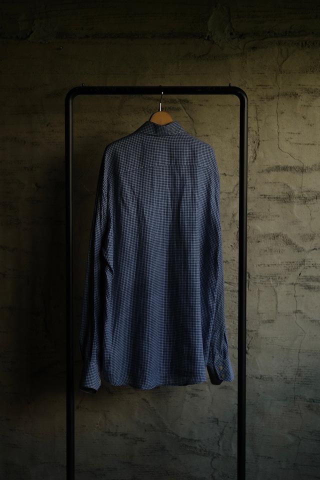 Utah/"BARNEYS NEWYORK" gingham check linen shirt