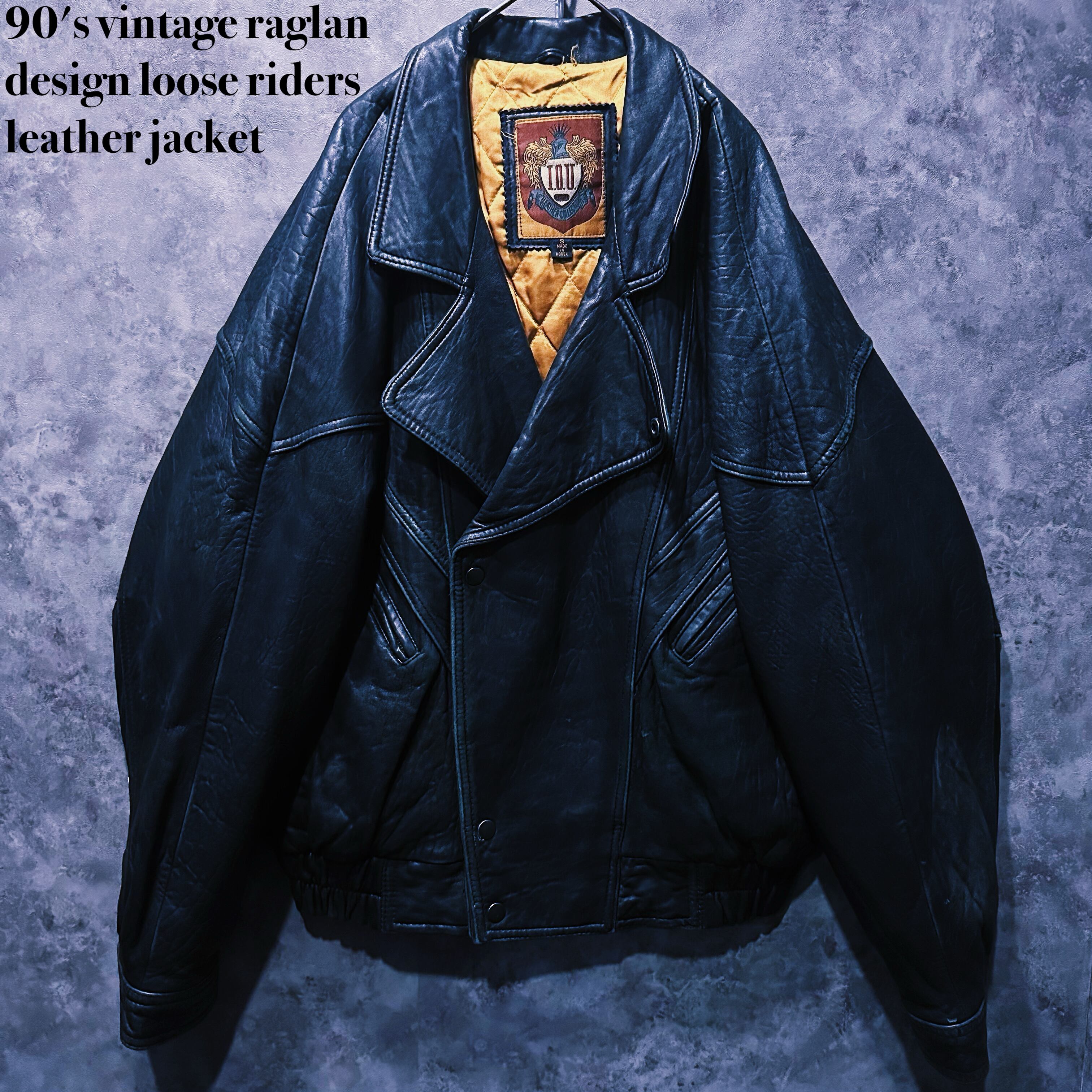 【doppio】90's vintage raglan design loose riders leather jacket