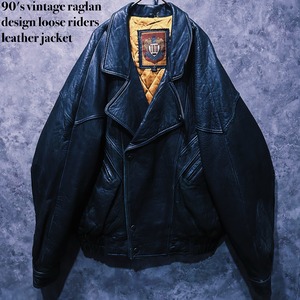 【doppio】90's vintage raglan design loose riders leather jacket