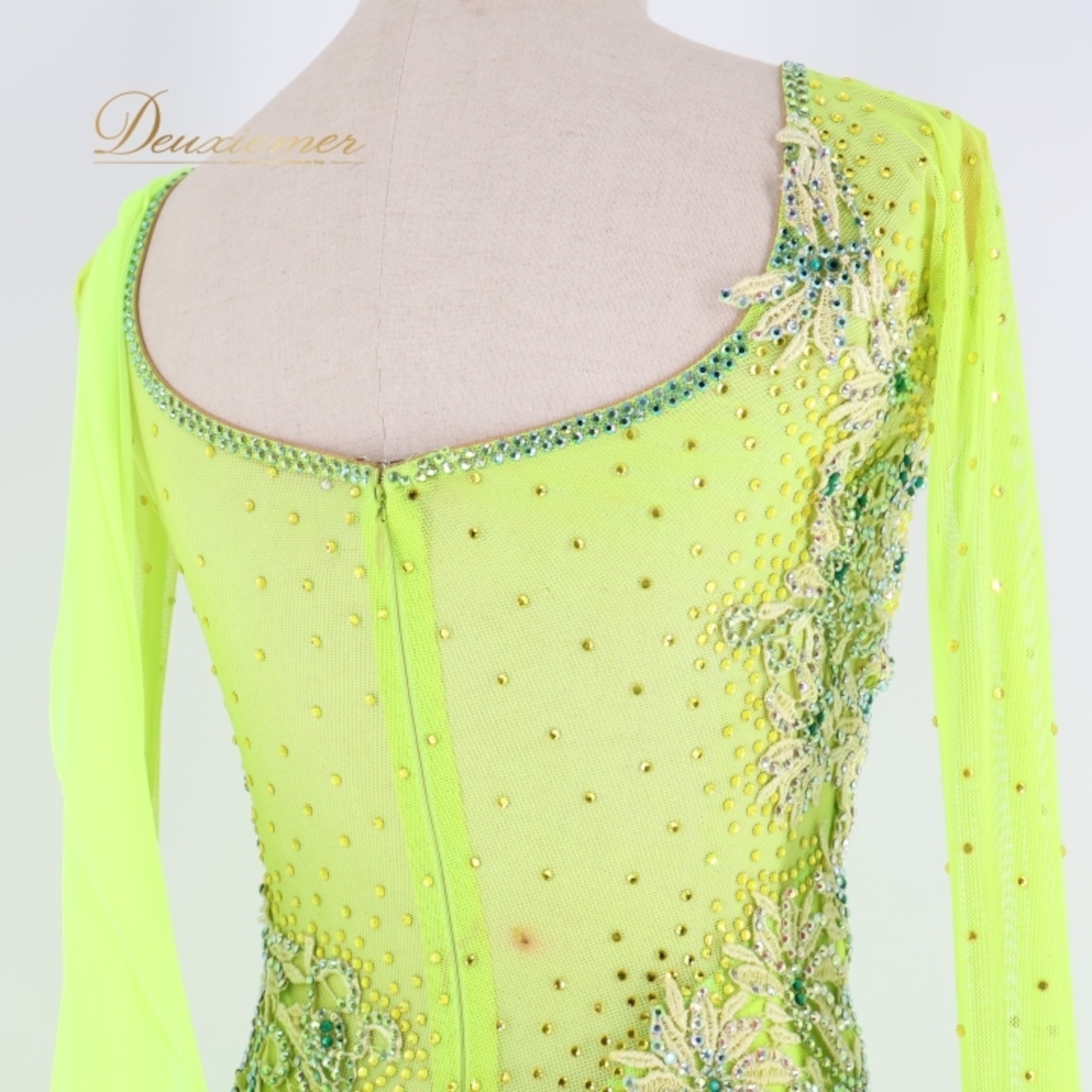 社交ダンス 衣装 スタンダードドレス ワンピース ドレス スタンダード フロート レース 黄緑 デモ 競技 ダンス パーティ 発表会 蛍光 パーティドレス グリーン系 蛍光色 フレア スカート ダンス衣装 モダンダンス おしゃれ 女性用 大人用 発表会用 フォーマル ステージ衣装 競技会 パーティーコスチューム