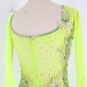 社交ダンス 衣装 スタンダードドレス ワンピース ドレス スタンダード フロート レース 黄緑 デモ 競技 ダンス パーティ 発表会 蛍光 パーティドレス グリーン系 蛍光色 フレア スカート ダンス衣装 モダンダンス おしゃれ 女性用 大人用 発表会用 フォーマル ステージ衣装 競技会 パーティーコスチューム