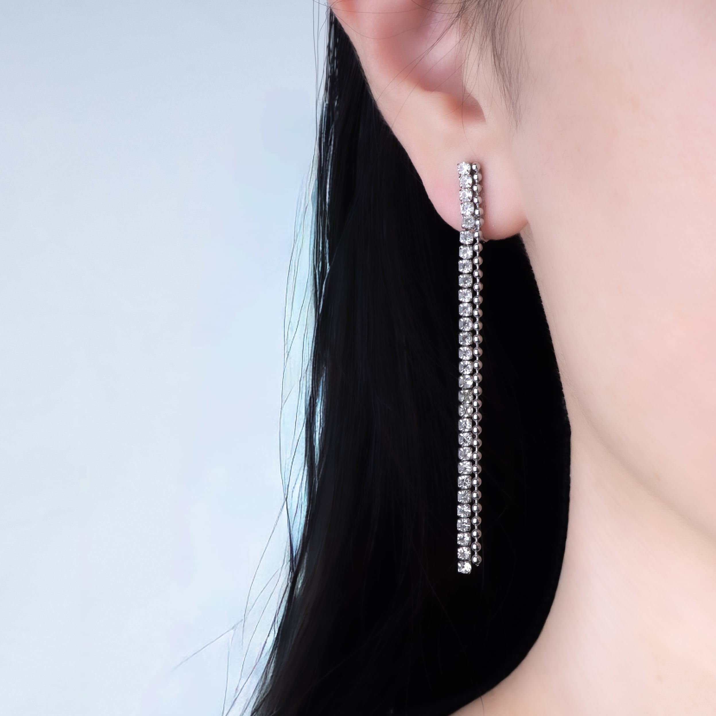 オールステンレス!ロング2連チェーン ピアス(イヤリング変更可) アレルギー対応