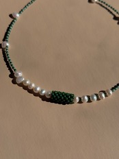 Green – Stripe Beads Necklace［BZN27］