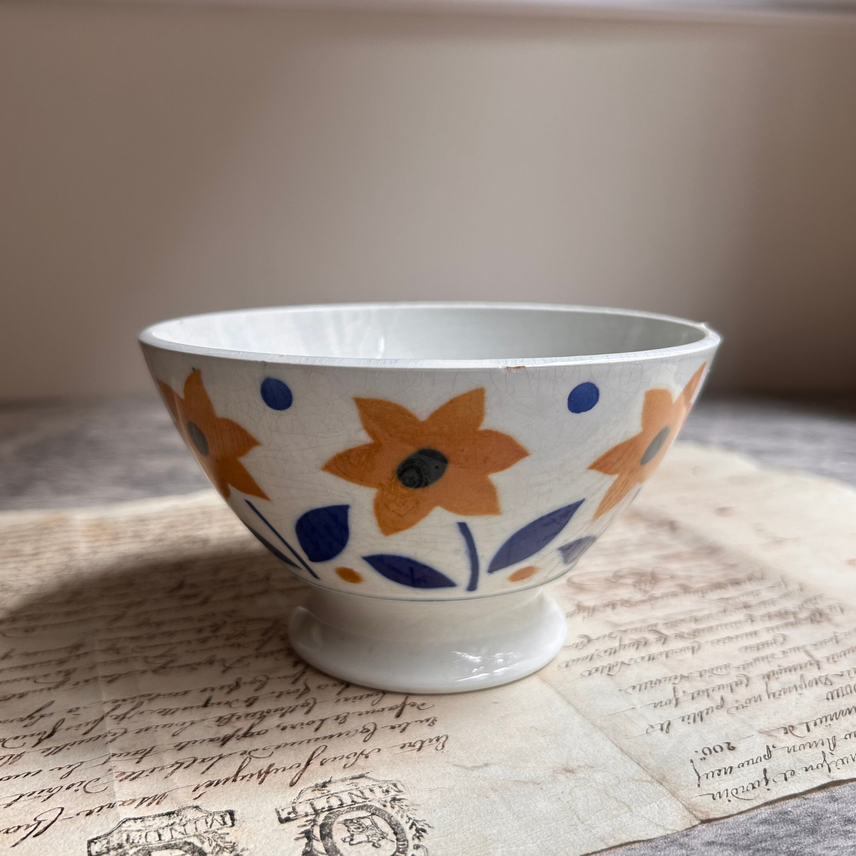 Badonviller (バドンヴィレ) 黄色いお花のカフェオレボウル フランス 