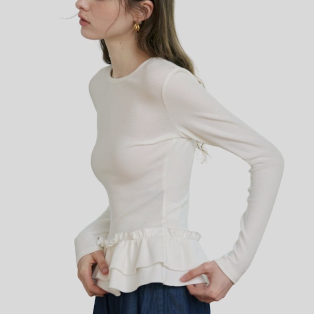 Volant Blanc Frill Long Tee F0467