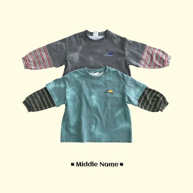 【取寄】middle name|watercolor print layered tee|水彩プリントレイヤードTシャツ|S-3XL|kids&jr|26 autumn