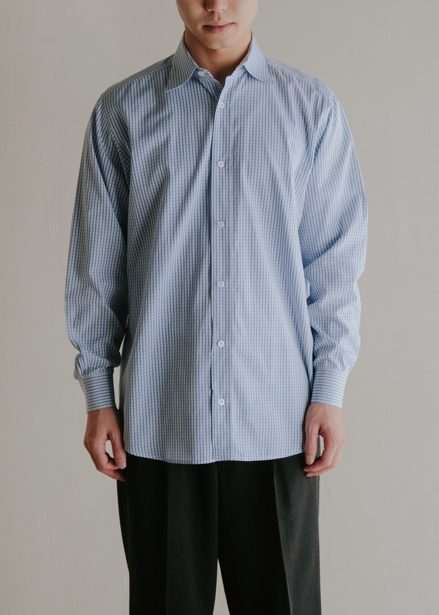 90's HERMÈS graph check regular collar shirt