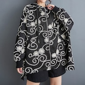 チェーン柄 刺繍 ジップアップパーカー  00193