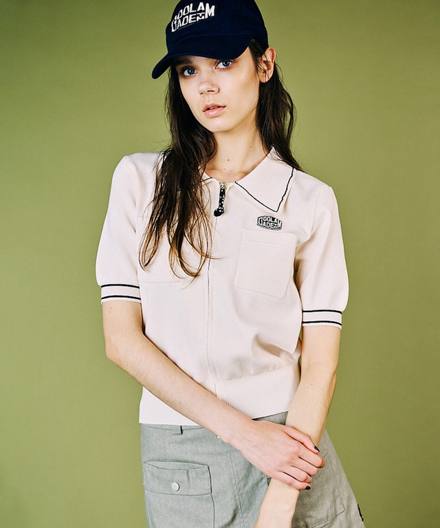 ジップアップポロニットTOPS (IVORY)　CQ-49027