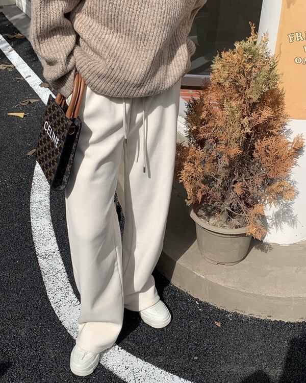 オータムウィンタールーズパンツ ハイウェストベルベットカジュアルソリッド カラー レース 秋物 冬物 ソリッドカラー ガールズファッション67450467966