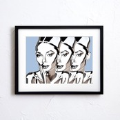 Iron Woman Audrey Ⅳ - blue｜進化する美と静寂の強さを描くモダンアート｜知的に輝くメタリックポスターA3ポスター