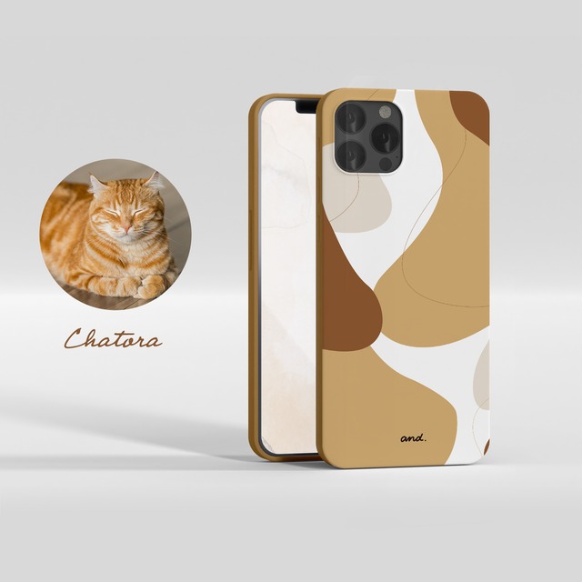 ネコ柄 iPhoneケース / 茶トラ猫カラー
