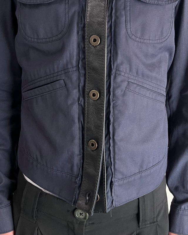 【00's MIUMIU】leather switching trucker jacket