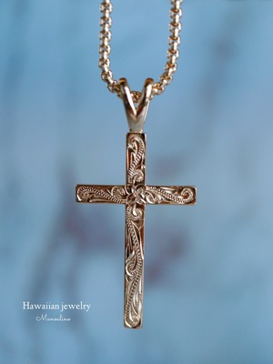 【手彫り】Cross necklace Hawaiian jewelry (ハワイアンジュエリークロスネックレス)
