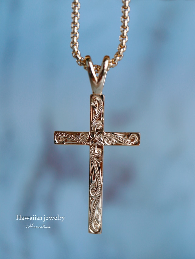 【手彫り】Cross necklace Hawaiian jewelry (ハワイアンジュエリークロスネックレス)