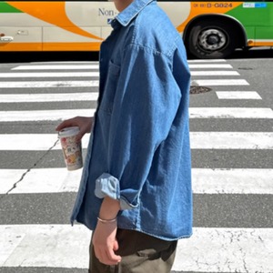 レトロウォッシュデニムシャツ　0835
