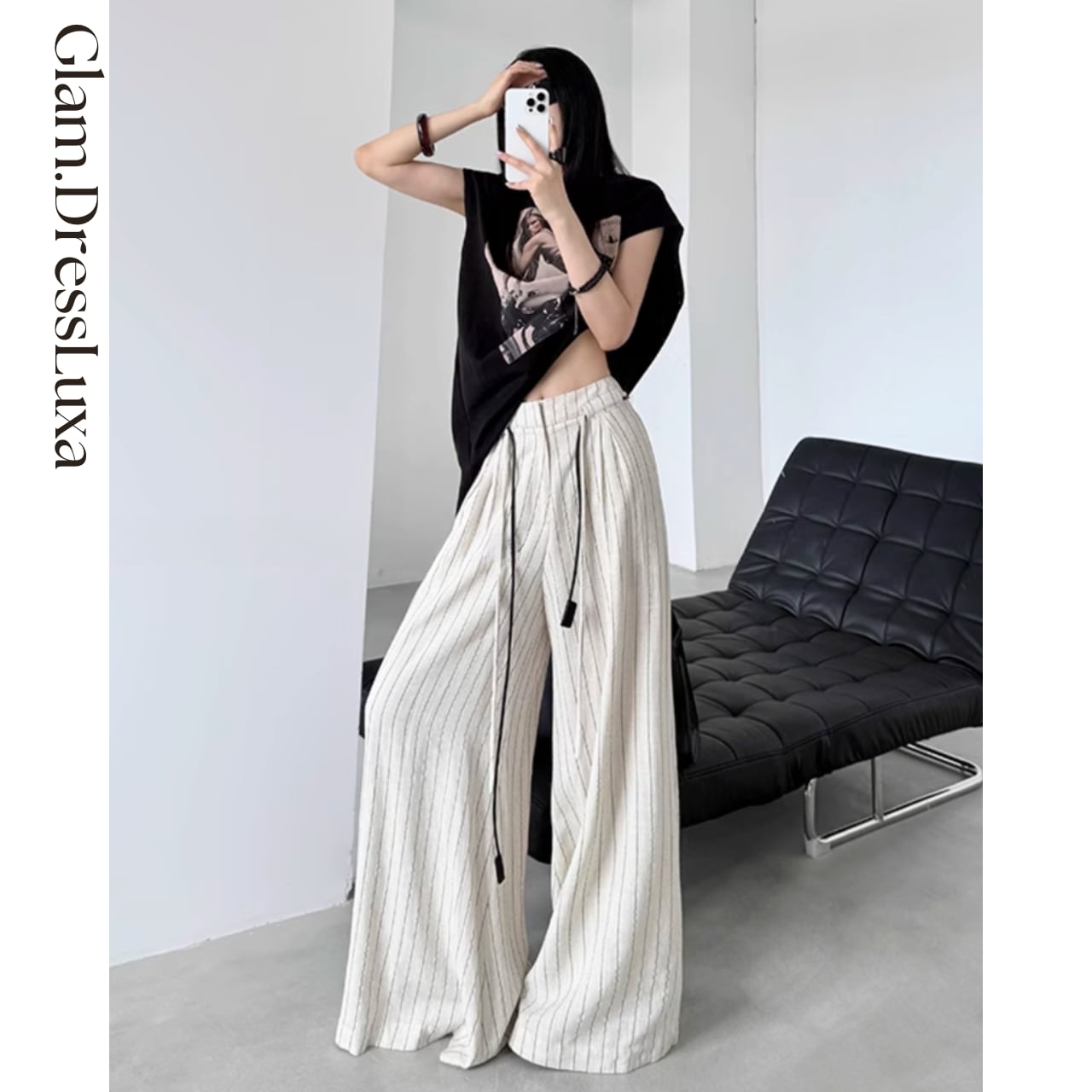 ストライプwideイージーパンツ/2color_P63