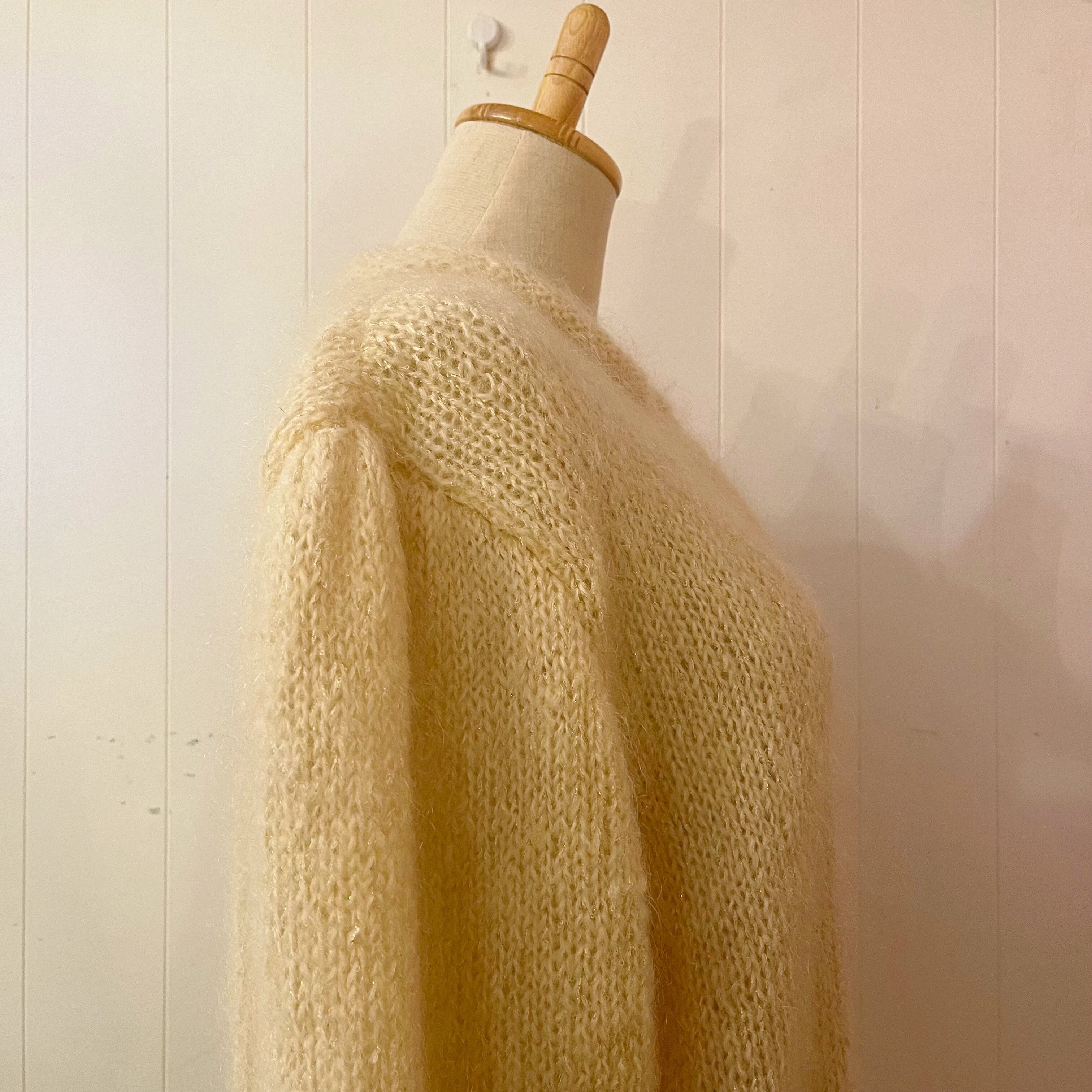 lame tree cream knit cardigan