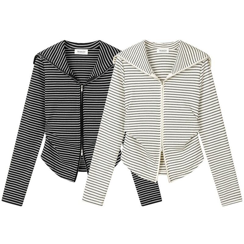 Big collar striped tops (3color)