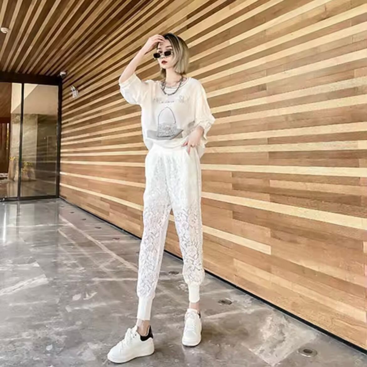 lace lady work pants