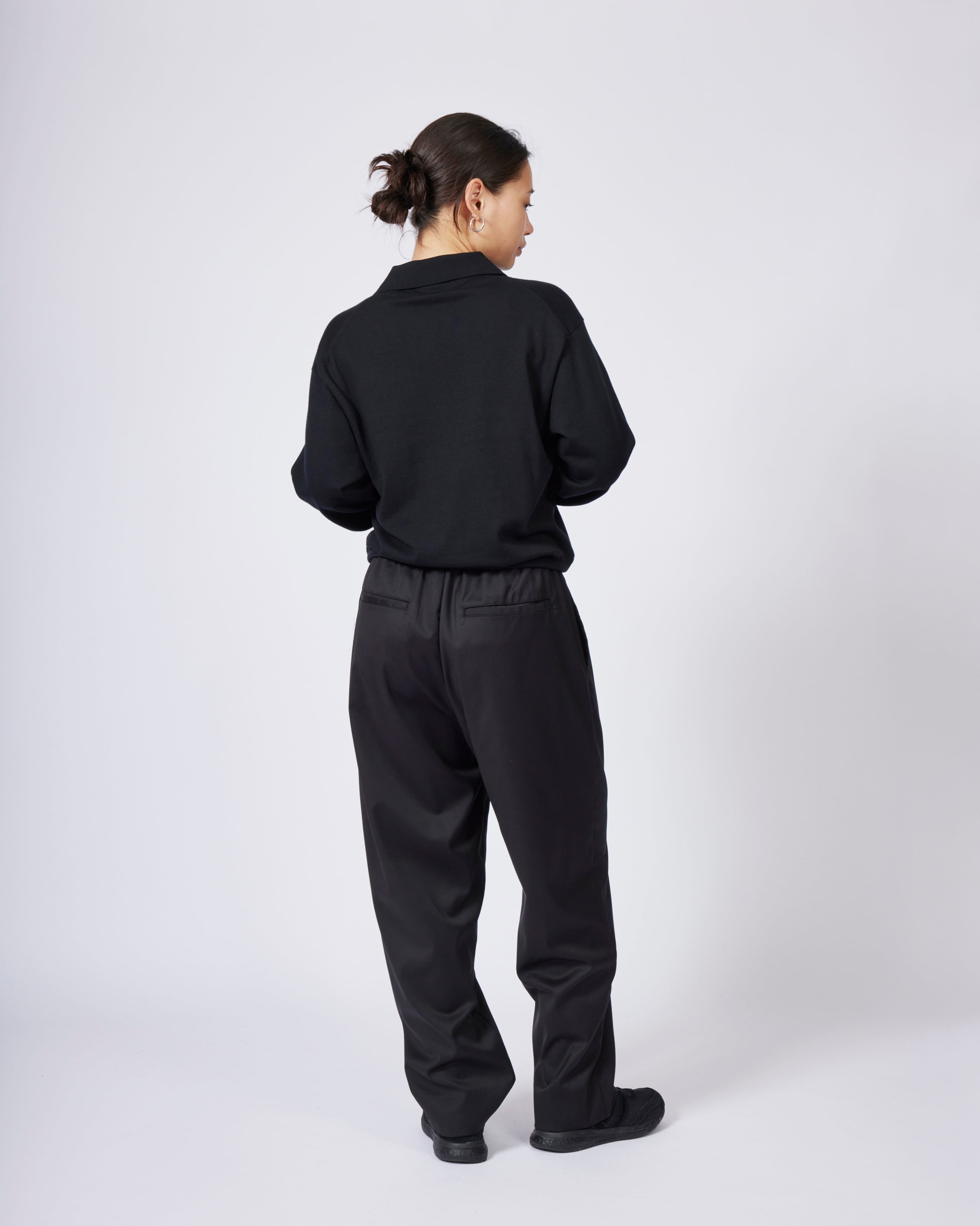 everyone easy slacks fabric by Loro Piana (BLACK) | everyone
