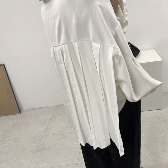 Back pleats oversized long sleeve shirt【2color】 C0993