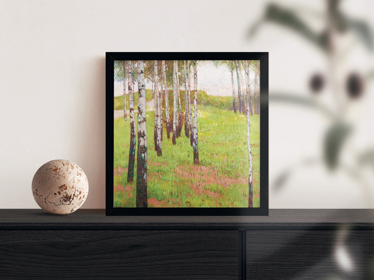 [額縁付き] Birch grove in the evening light カール・モル アートポスター 323×323mm 風景画 額装 天然木 ポスターフレーム 木製 絵画 日本製 APFS029 - 2