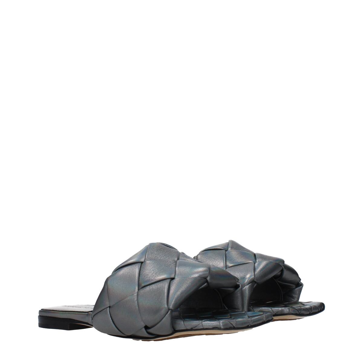 【新品】BOTTEGA VENETA ボッテガヴェネタ レディース スライドサンダル レザー シルバー 608853V1AH01258