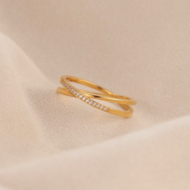 316L zirconia double line ring #r17*