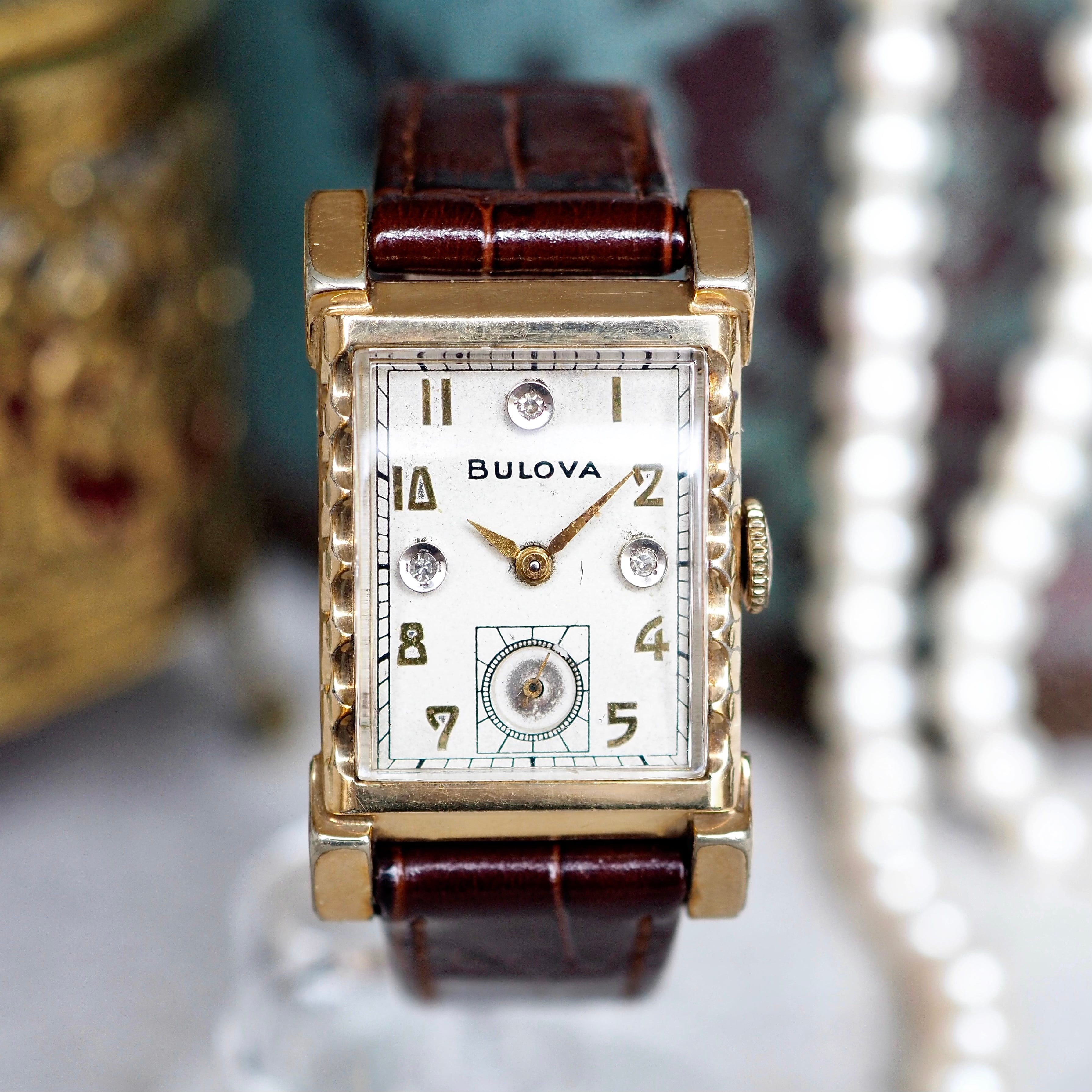 ブローバ　アンティーク時計 BULOVA ブローバ 角金 ダイヤ付 アンティーク時計 1940年代 | Plumage