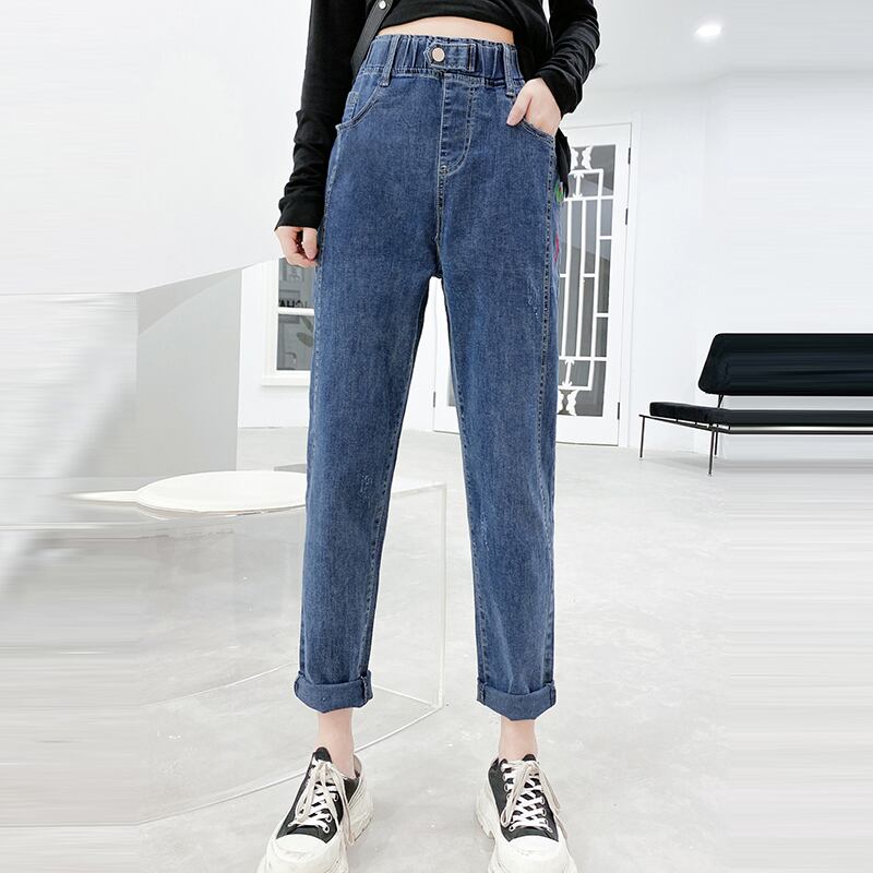プラスサイズのレディースカジュアルジーンズ2020新秋200ポンドファットシスターmmカバークロッチスリムパンツ流行 ミックスインファッション24525055272