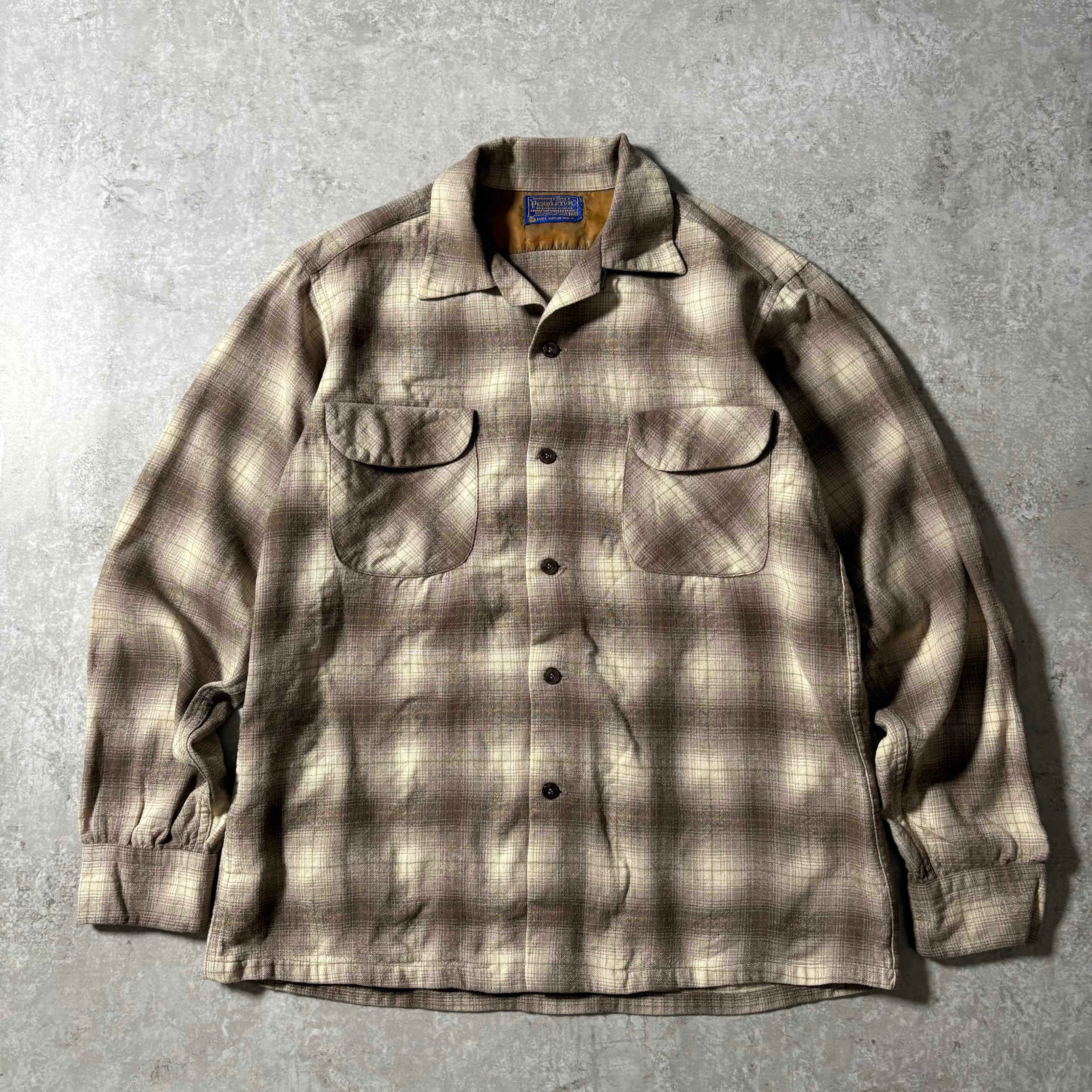 1960s "PENDLETON" Ombre Check Board Shirt