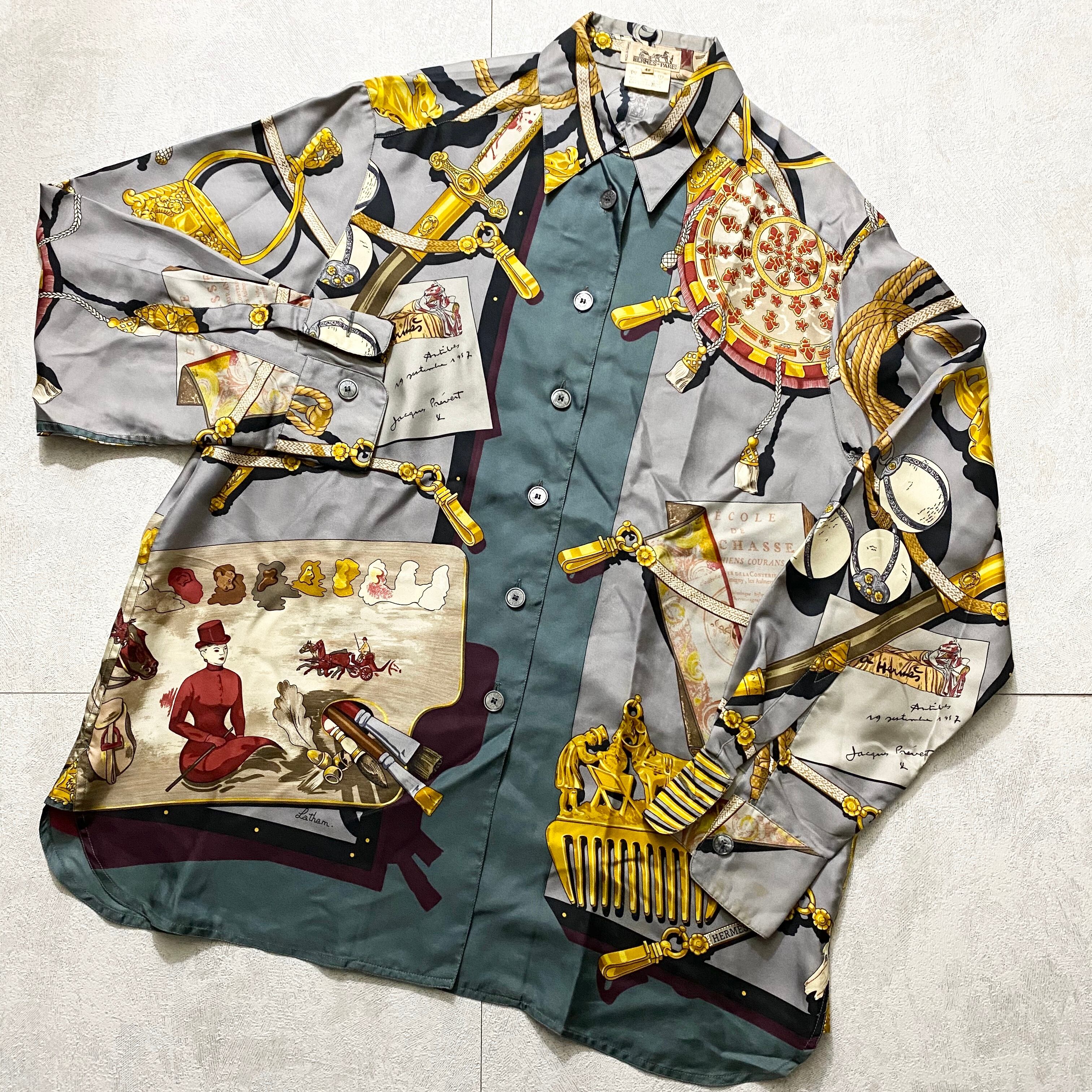 HERMES scarf pattern silk shirt “MEMOIRE D'HERMES” | NOIR ONLINE