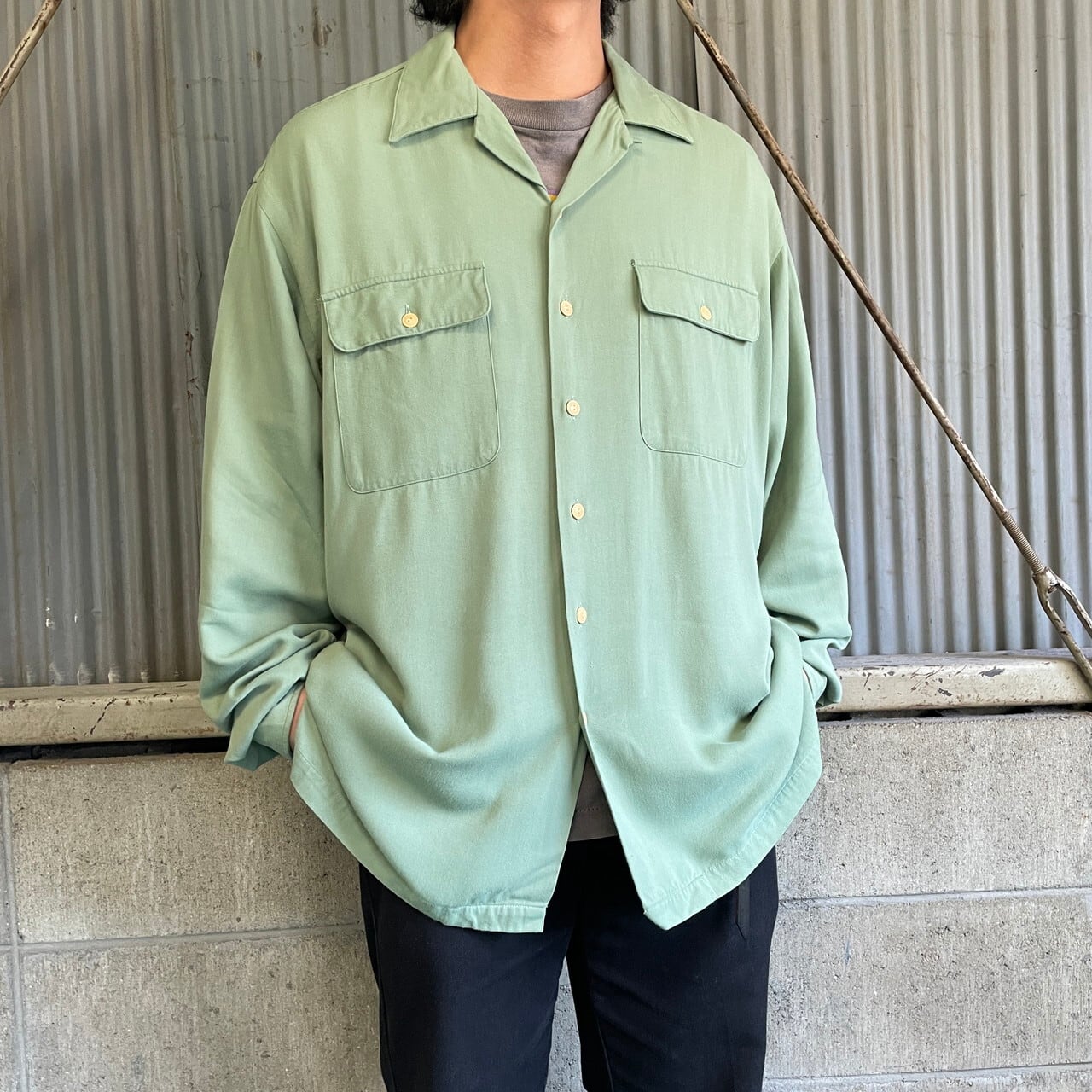 USA製 90年代 Polo by Ralph Lauren オールドラルフローレン 長袖 開襟  