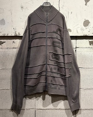 【Caka otto】Switching Design Vintage Zip Up Knit
