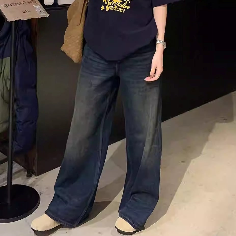 ボタンフロント ワイドストレート デニムパンツ 1color APA0086