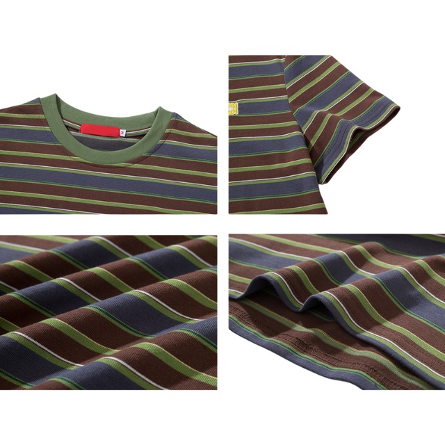 multi-colored border onepoint short-sleeve tee　マルチボーダーワンポイント半袖ティー　J2034