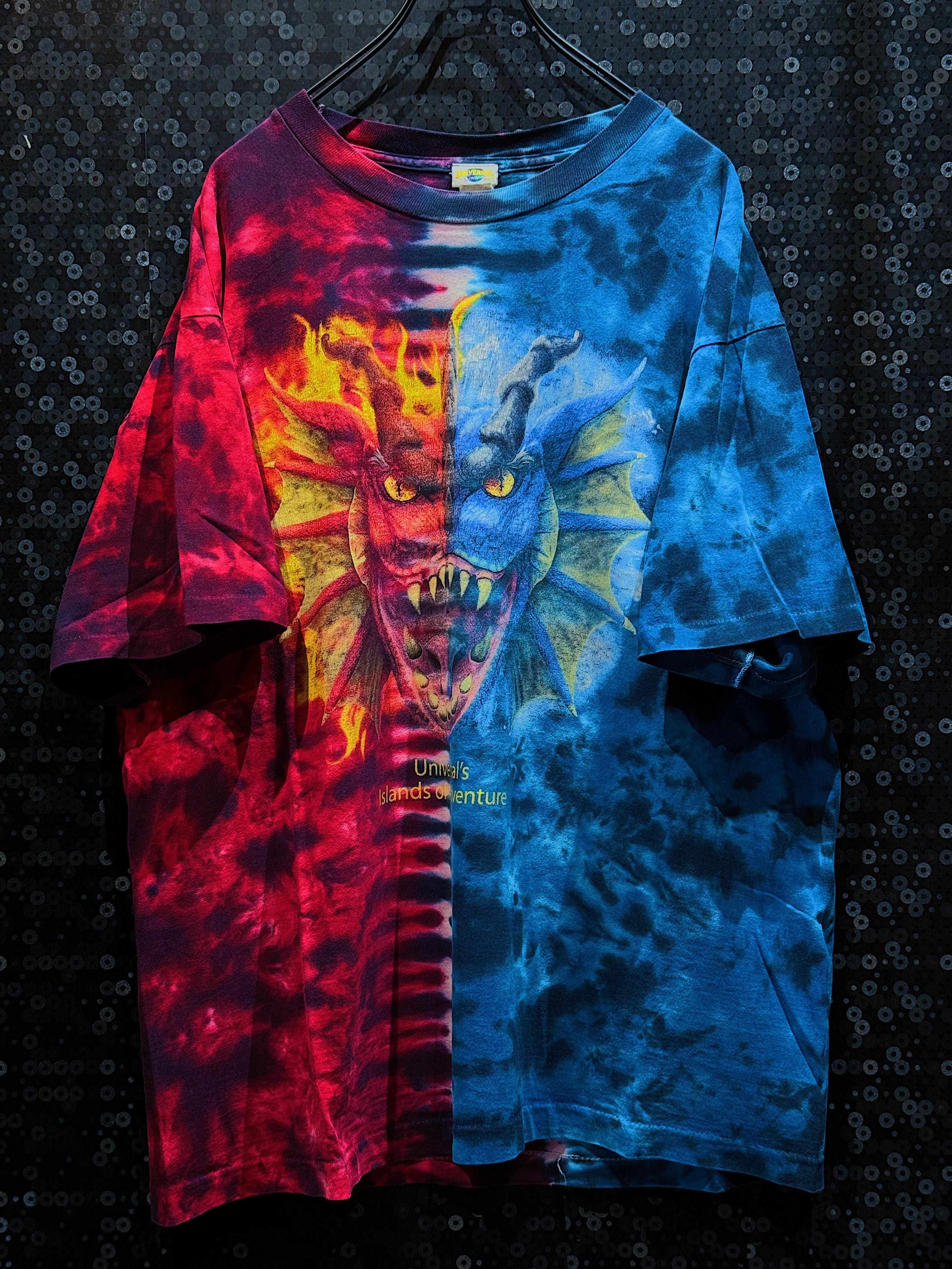 【ÆIEM】"Islands of Adventure"vintage fire and ice Dragon detail print T-shirt