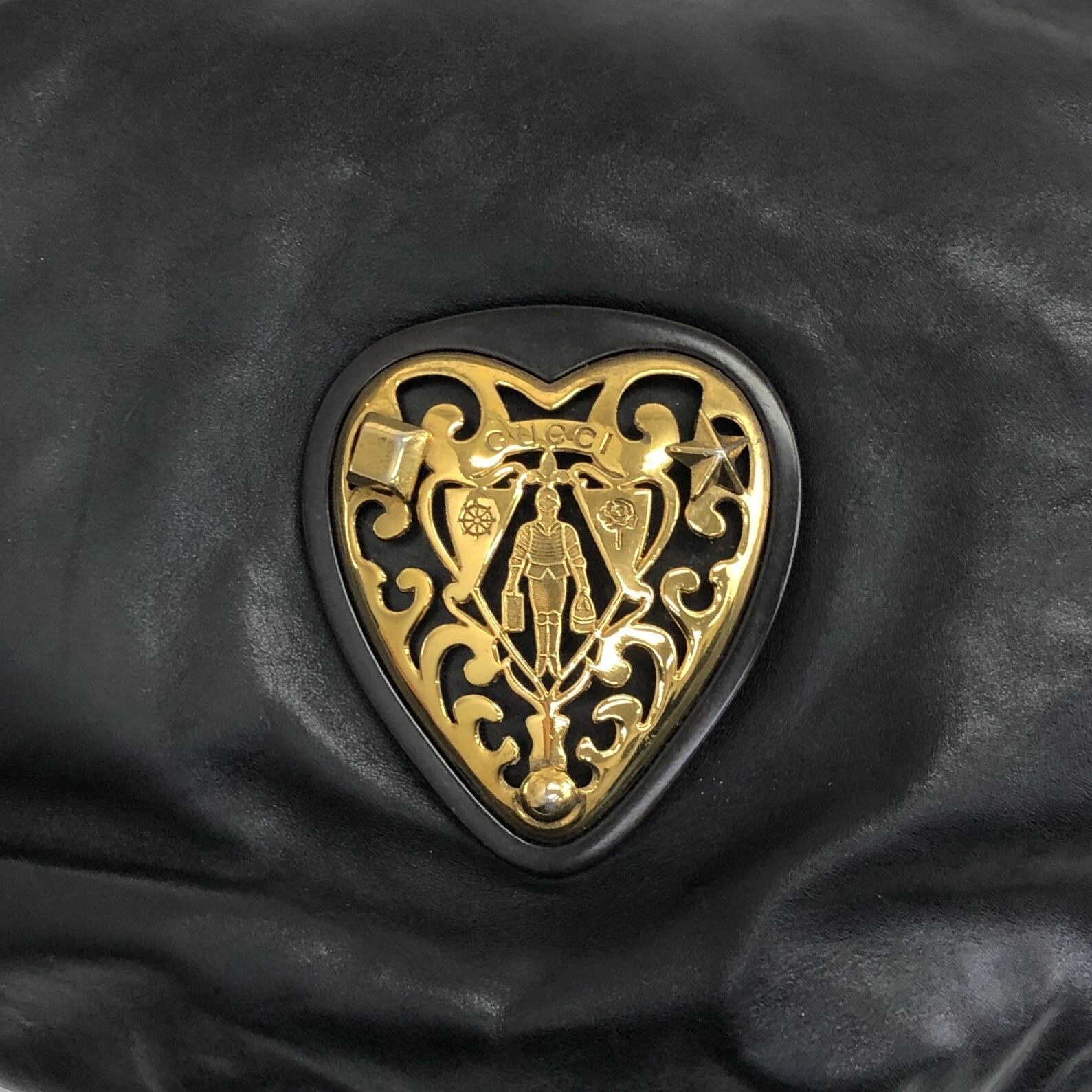 GUCCI グッチ ヒステリア クレスト ホーボーバッグ 197061 ハンド GUCCI グッチ ヒステリア ショルダーバッグ ブラック レザー ホーボー