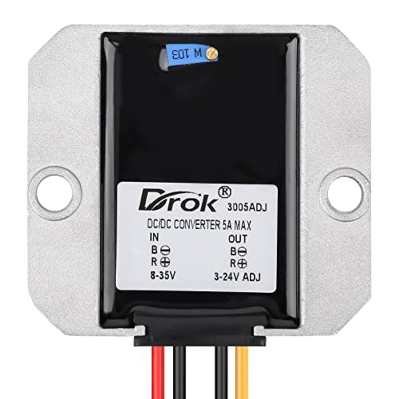DROK 降圧コンバータ DC-DC 8-35vから3-24V 5A 可変降圧 電圧レギュレータ 防水同期 24V 12V 6V出力 可変VDCソリッド 耐久電源基板