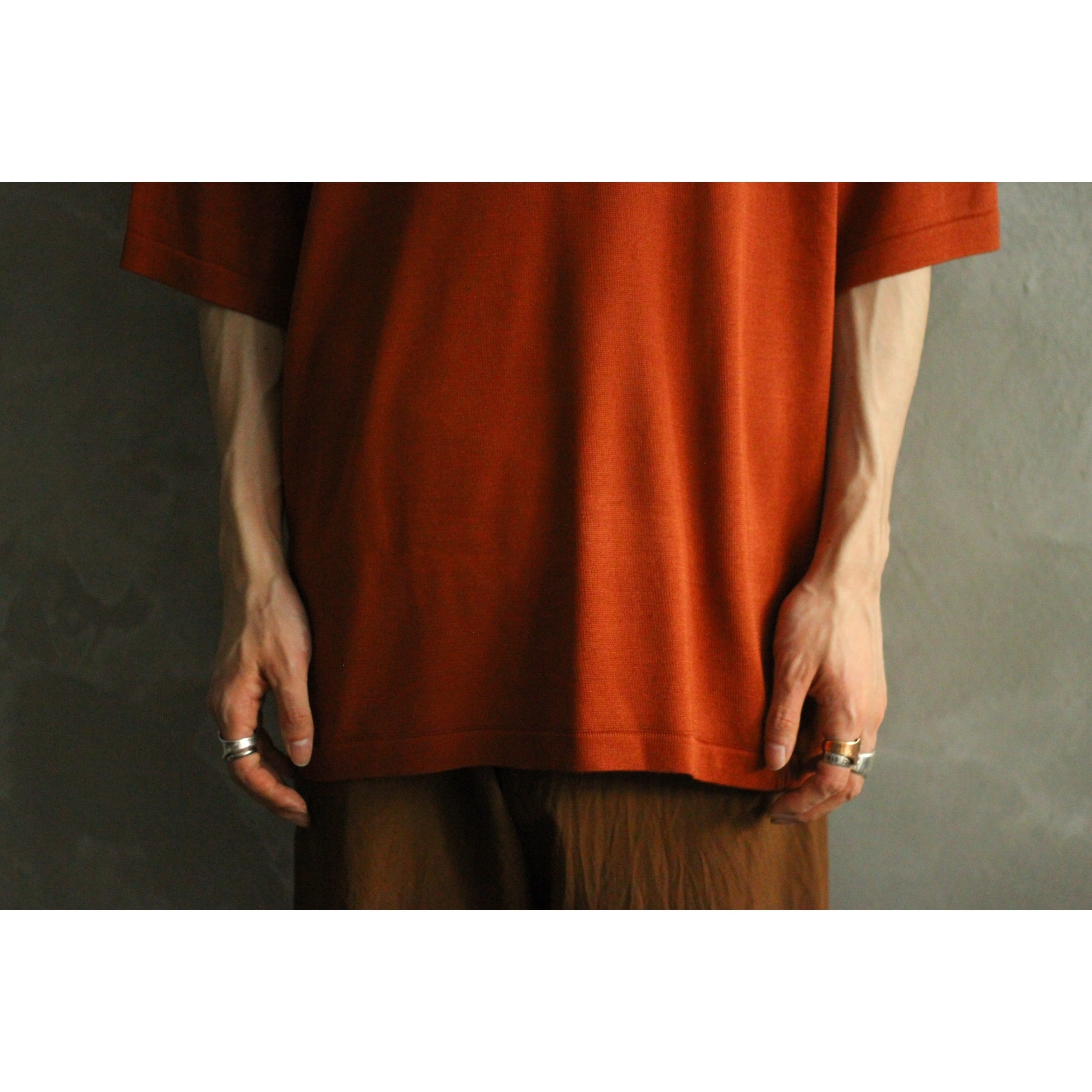 S/S シルク バーミリオンオレンジ サマーニットTシャツ 【0560】 | cv