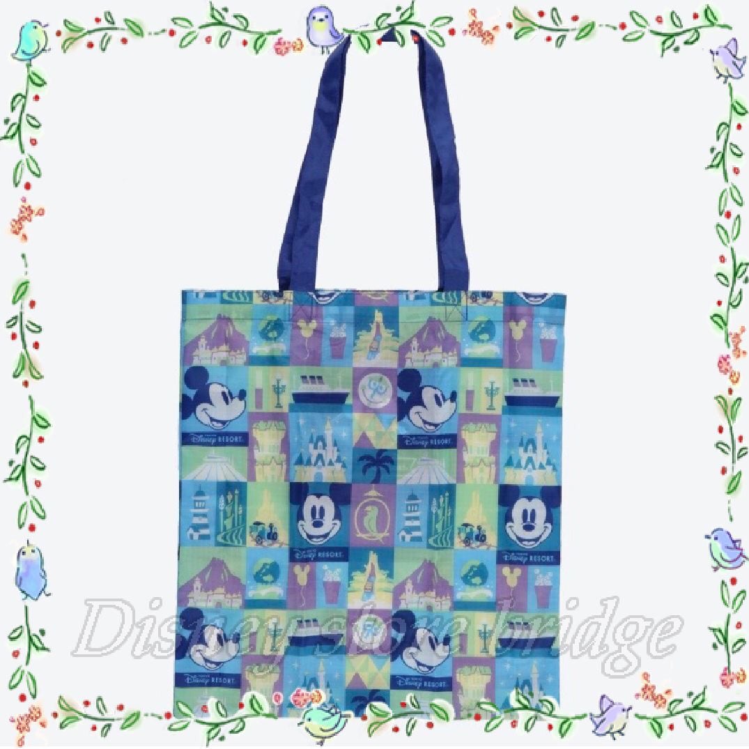 エコバッグ ディズニー ミッキー ブルー 大容量 内ポケット 付き 2リットルペットボトル